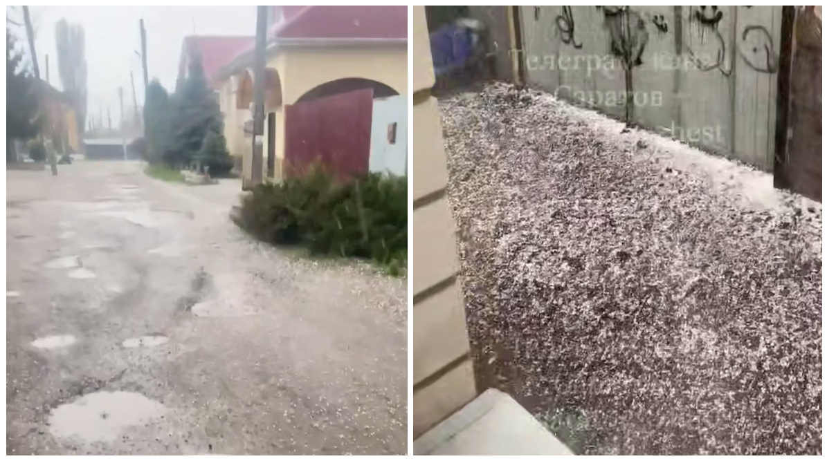 В пятницу Энгельс засыпало градом, а Балашов - снегом